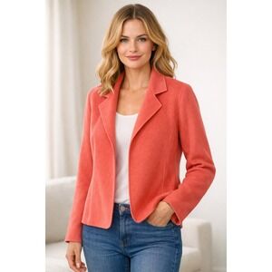 Ellen Tracy Linda Allard Coral 100% Wool Blazer Korea Sz 8 Vintage